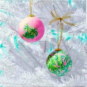 NIB One Pair Lilly Pulitzer Christmas Tree Ornaments